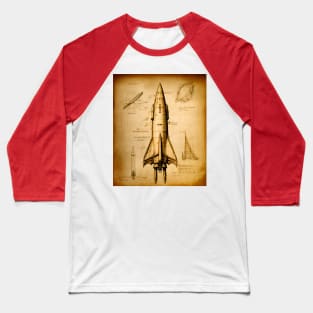 Rocket Drawing Two Engines Baseball T-Shirt